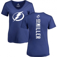 NHL Women's Adidas Tampa Bay Lightning #10 J.T. Miller Royal Blue Backer T-Shirt