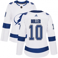 Women's Adidas Tampa Bay Lightning #10 J.T. Miller Authentic White Away NHL Jersey