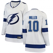 Women's Tampa Bay Lightning #10 J.T. Miller Fanatics Branded White Away Breakaway NHL Jersey