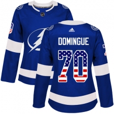 Women's Adidas Tampa Bay Lightning #70 Louis Domingue Authentic Blue USA Flag Fashion NHL Jersey