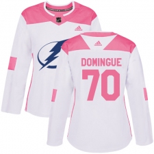 Women's Adidas Tampa Bay Lightning #70 Louis Domingue Authentic White Pink Fashion NHL Jersey