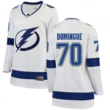 Women's Tampa Bay Lightning #70 Louis Domingue Fanatics Branded White Away Breakaway NHL Jersey
