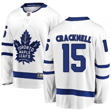 Men's Toronto Maple Leafs #15 Adam Cracknell Authentic White Away Fanatics Branded Breakaway NHL Jersey