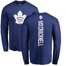 NHL Adidas Toronto Maple Leafs #15 Adam Cracknell Royal Blue Backer Long Sleeve T-Shirt