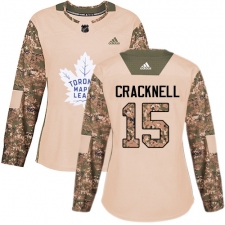 Women's Adidas Toronto Maple Leafs #15 Adam Cracknell Authentic Camo Veterans Day Practice NHL Jersey