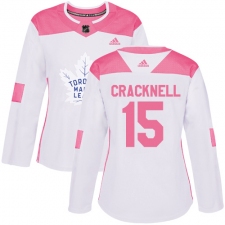 Women's Adidas Toronto Maple Leafs #15 Adam Cracknell Authentic White Pink Fashion NHL Jersey