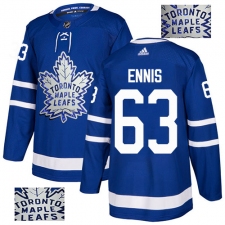 Men's Adidas Toronto Maple Leafs #63 Tyler Ennis Authentic Royal Blue Fashion Gold NHL Jersey