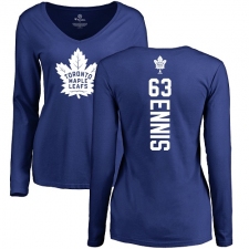 NHL Women's Adidas Toronto Maple Leafs #63 Tyler Ennis Royal Blue Backer Long Sleeve T-Shirt