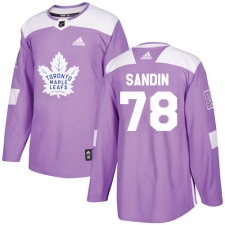 Men's Adidas Toronto Maple Leafs #78 Rasmus Sandin Authentic Purple Fights Cancer Practice NHL Jersey