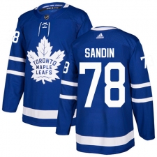 Men's Adidas Toronto Maple Leafs #78 Rasmus Sandin Authentic Royal Blue Home NHL Jersey