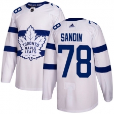 Men's Adidas Toronto Maple Leafs #78 Rasmus Sandin Authentic White 2018 Stadium Series NHL Jersey