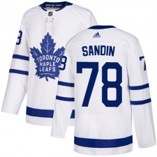 Men's Adidas Toronto Maple Leafs #78 Rasmus Sandin Authentic White Away NHL Jersey