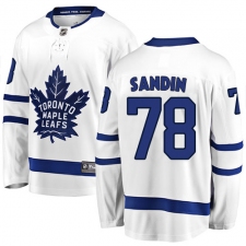 Men's Toronto Maple Leafs #78 Rasmus Sandin Authentic White Away Fanatics Branded Breakaway NHL Jersey