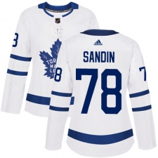 Women's Adidas Toronto Maple Leafs #78 Rasmus Sandin Authentic White Away NHL Jersey