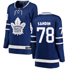 Women's Toronto Maple Leafs #78 Rasmus Sandin Authentic Royal Blue Home Fanatics Branded Breakaway NHL Jersey