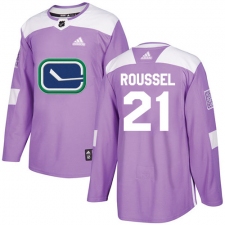 Men's Adidas Vancouver Canucks #21 Antoine Roussel Authentic Purple Fights Cancer Practice NHL Jersey