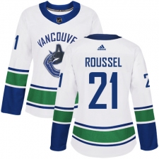 Women's Adidas Vancouver Canucks #21 Antoine Roussel Authentic White Away NHL Jersey