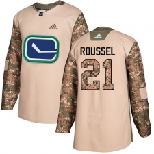 Youth Adidas Vancouver Canucks #21 Antoine Roussel Authentic Camo Veterans Day Practice NHL Jersey