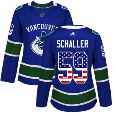 Women's Adidas Vancouver Canucks #59 Tim Schaller Authentic Blue USA Flag Fashion NHL Jersey