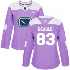Women's Adidas Vancouver Canucks #83 Jay Beagle Authentic Purple Fights Cancer Practice NHL Jersey