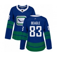 Women's Vancouver Canucks #83 Jay Beagle Authentic Royal Blue Alternate Hockey Jersey