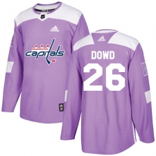 Youth Adidas Washington Capitals #26 Nic Dowd Authentic Purple Fights Cancer Practice NHL Jersey
