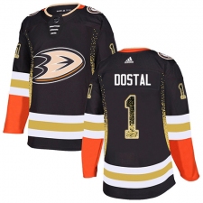 Men's Adidas Anaheim Ducks #1 Lukas Dostal Authentic Black Drift Fashion NHL Jersey