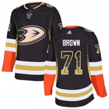 Men's Adidas Anaheim Ducks #71 J.T. Brown Authentic Black Drift Fashion NHL Jersey