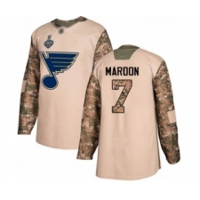 Men's St. Louis Blues #7 Patrick Maroon Authentic Camo Veterans Day Practice 2019 Stanley Cup Final Bound Hockey Jersey