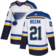 Youth Adidas St. Louis Blues #21 Tyler Bozak Authentic White Away NHL Jersey