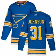 Men's Adidas St. Louis Blues #31 Chad Johnson Authentic Royal Blue Home NHL Jersey