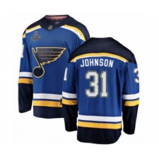 Men's St. Louis Blues #31 Chad Johnson Fanatics Branded Royal Blue Home Breakaway 2019 Stanley Cup Champions Hockey Jersey