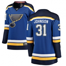 Women's St. Louis Blues #31 Chad Johnson Fanatics Branded Royal Blue Home Breakaway NHL Jersey