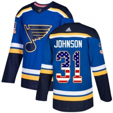 Youth Adidas St. Louis Blues #31 Chad Johnson Authentic Blue USA Flag Fashion NHL Jersey