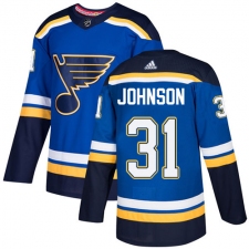 Youth Adidas St. Louis Blues #31 Chad Johnson Authentic Royal Blue Home NHL Jersey