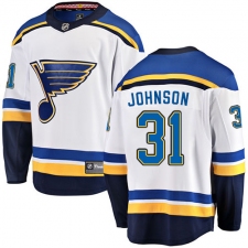 Youth St. Louis Blues #31 Chad Johnson Fanatics Branded White Away Breakaway NHL Jersey