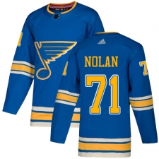Men's Adidas St. Louis Blues #71 Jordan Nolan Authentic Navy Blue Alternate NHL Jersey