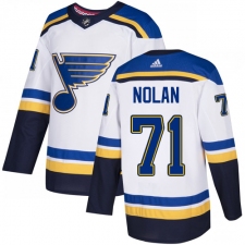 Men's Adidas St. Louis Blues #71 Jordan Nolan Authentic White Away NHL Jersey
