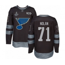 Men's St. Louis Blues #71 Jordan Nolan Authentic Black 1917-2017 100th Anniversary 2019 Stanley Cup Champions Hockey Jersey