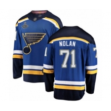 Men's St. Louis Blues #71 Jordan Nolan Fanatics Branded Royal Blue Home Breakaway 2019 Stanley Cup Champions Hockey Jersey