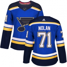 Women's Adidas St. Louis Blues #71 Jordan Nolan Authentic Royal Blue Home NHL Jersey