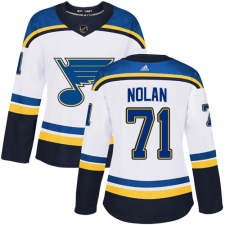 Women's Adidas St. Louis Blues #71 Jordan Nolan Authentic White Away NHL Jersey
