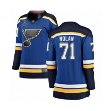Women's St. Louis Blues #71 Jordan Nolan Fanatics Branded Royal Blue Home Breakaway 2019 Stanley Cup Champions Hockey Jersey