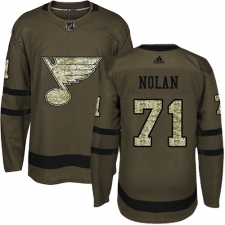 Youth Adidas St. Louis Blues #71 Jordan Nolan Authentic Green Salute to Service NHL Jersey