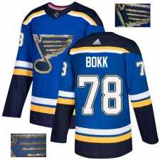Men's Adidas St. Louis Blues #78 Dominik Bokk Authentic Royal Blue Fashion Gold NHL Jersey