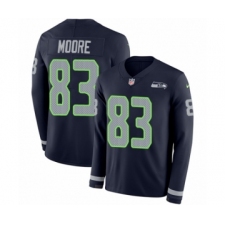 Men's Nike Seattle Seahawks #83 David Moore Limited Navy Blue Therma Long Sleeve NFL Jersey