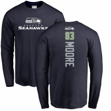 NFL Nike Seattle Seahawks #83 David Moore Navy Blue Backer Long Sleeve T-Shirt