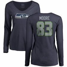 NFL Women's Nike Seattle Seahawks #83 David Moore Navy Blue Name & Number Logo Long Sleeve T-Shirt