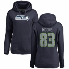 NFL Women's Nike Seattle Seahawks #83 David Moore Navy Blue Name & Number Logo Pullover Hoodie