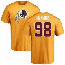 NFL Nike Washington Redskins #98 Matt Ioannidis Gold Name & Number Logo T-Shirt